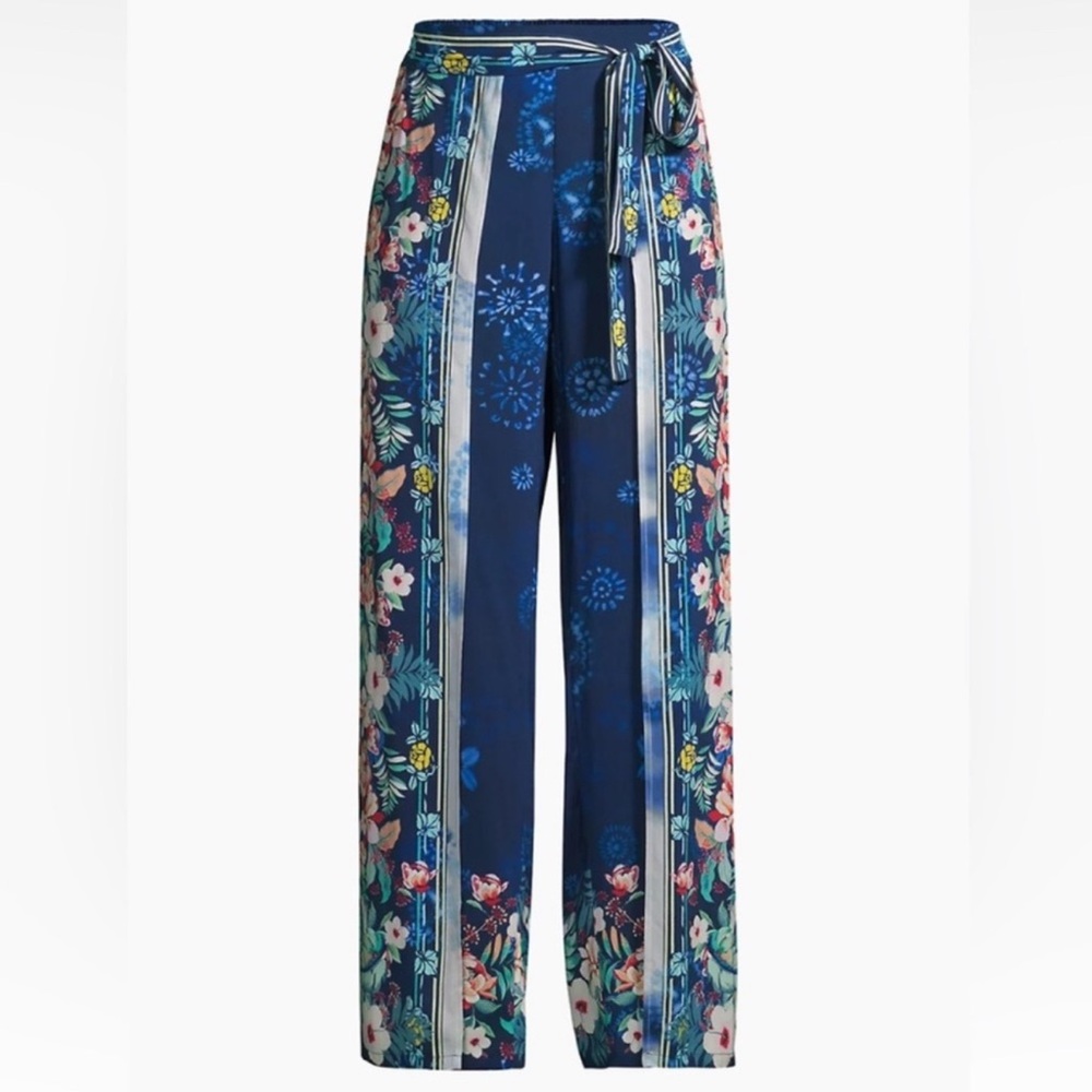 NWT Johnny Was California Blue Floral Annia Pants L